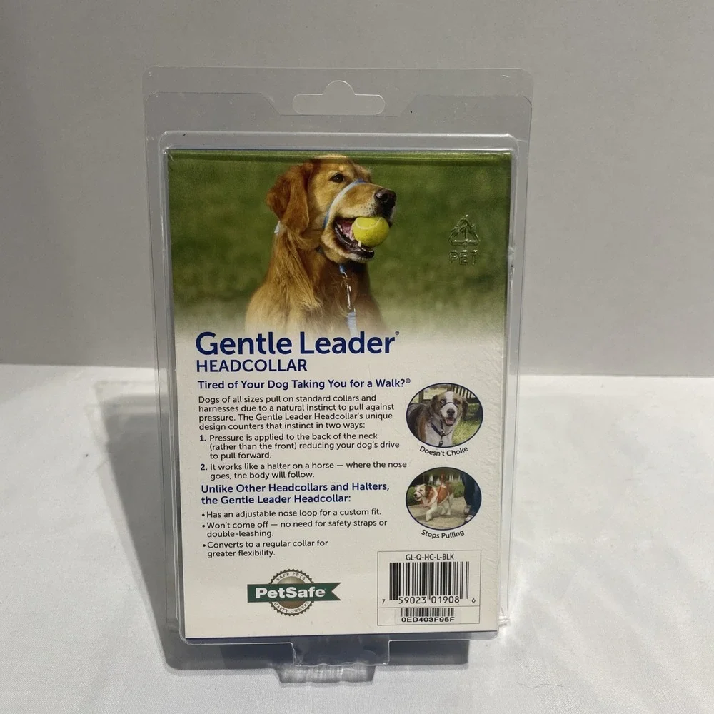 PetSafe Gentle Leader Headcollar Black Large Dog Training Halter 60-130 lbs NEW